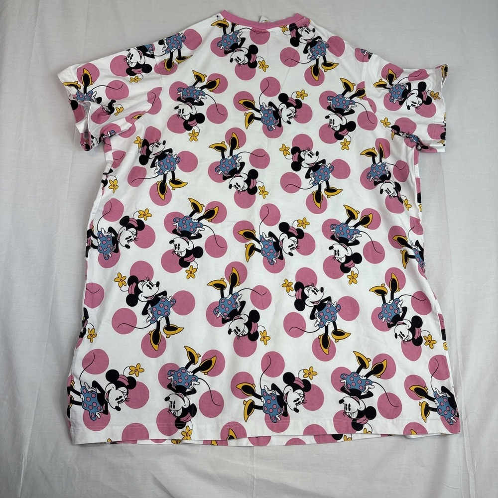 DISNEY Mickey & Co Nightshirt Minnie Mouse Women Sz 3X White W/Pink Polka dots - Picture 3 of 7